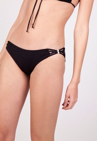 BLACK BIKINI BOTTOMS WITH PEARLS