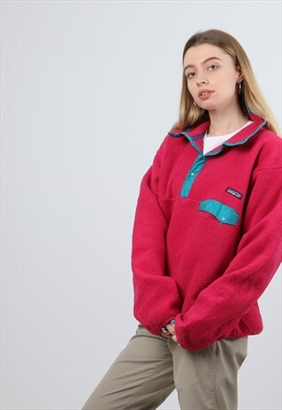 VINTAGE PATAGONIA MEDIUM PINK BUTTON UP FLEECE