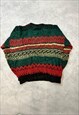 VINTAGE ABSTRACT KNITTED JUMPER PATTERNED GRANDAD SWEATER