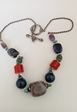 Semi precious stones/coral necklace. 