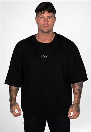 OVERSIZED JUMPER KNIT T-SHIRT TOP - BLACK