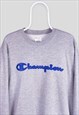 VINTAGE CHAMPION GREY SWEATSHIRT SPELL OUT EMBROIDERED LARGE