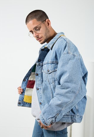 VINTAGE 80S LEVI'S WINTER BLANKET DENIM JACKET / S1583