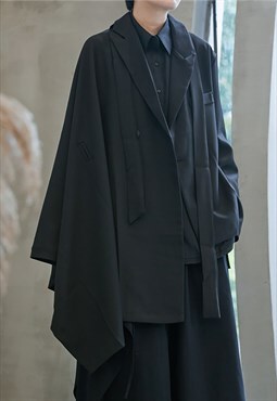 Yamamoto-style Asymmetric Cloak Blazer in Black