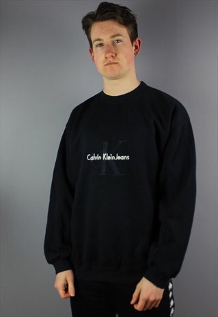 VINTAGE CALVIN KLEIN SWEATSHIRT IN NAVY WITH EMBROIDERY