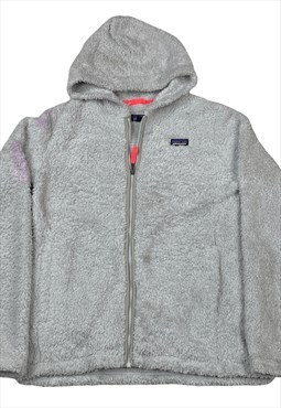 White patagonia logo embroilery full zip up fleece