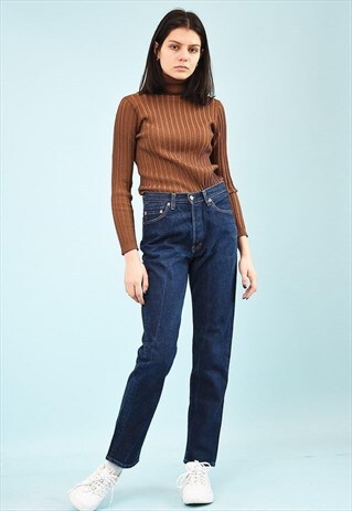 90'S RETRO HIGHWAISTED STRAIGHT CUT DENIM JEANS