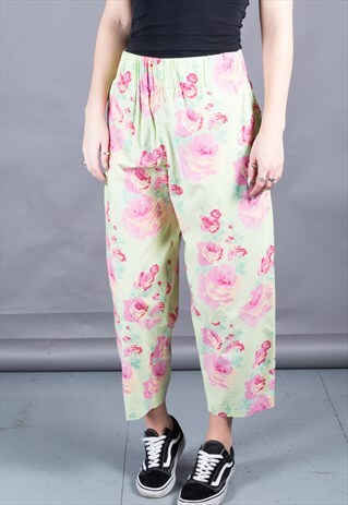 VINTAGE 90S COTTON HIGH WAISTED SUMMER TROUSERS