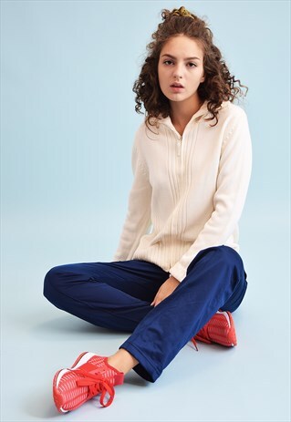 90'S RETRO NEUTRAL CREAMY KNIT CARDIGAN