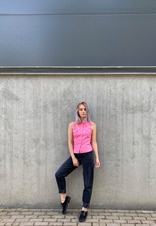 VINTAGE 90S PINK LINEN TOP