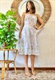 70'S VINTAGE SHEER WHITE AND MULTICOLOR FLORAL PRINT SLIP