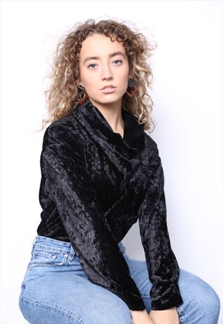 VINTAGE 80S BLACK VELVET TOP