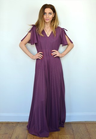 VINTAGE PURPLE FLOOR LENGTH PARTY PROM MAXI DRESS