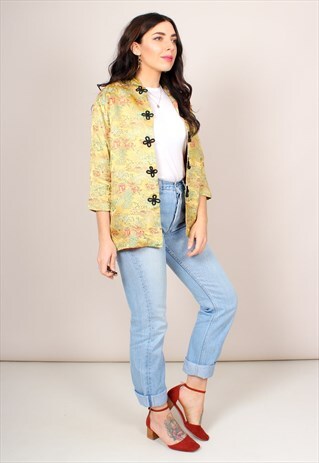 VINTAGE 90S GOLD CHINESE SATIN JACQUARD JACKET