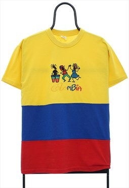 Vintage Colombia Embroidered Yellow TShirt Womens