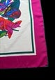 80'S VINTAGE HAND ROLLED HUMMINGBIRD BUTTERFLY PINK SCARF