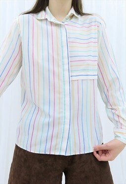 90s Vintage Multicoloured Striped Shirt