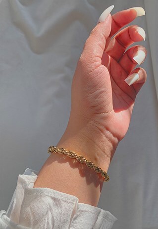 1970. GOLD CHUNKY ROPE CHAIN BRACELET