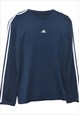Vintage Adidas Plain Navy Long-Sleeved Sports T-shirt - L