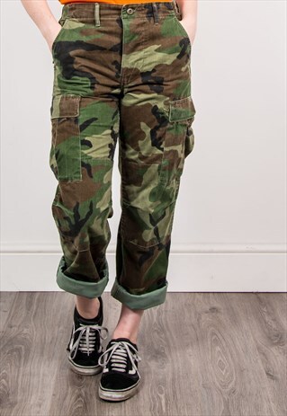 90'S RETRO CAMO GRUNGE PATTERN ARMY CARGO PANTS