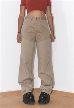 Deadstock 90s Dockers High Waist Wide Leg Cargo Pants Beige