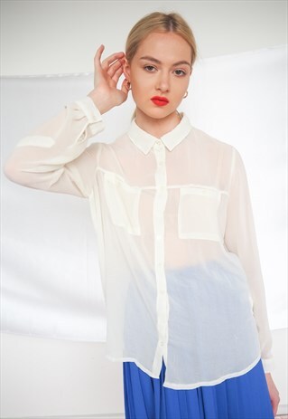 VINTAGE SEMI SHEER WHITE SHIRT