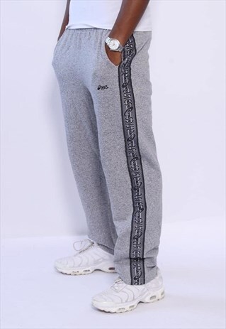 VINTAGE ASICS TAPE LOGO TRACKSUIT BOTTOMS GREY