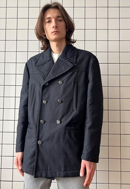 Vintage VERSACE Jacket Pea Coat Double Breasted Black