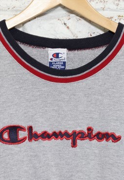 Vintage Champion Oversized Spell Out Sweatshirt Grey