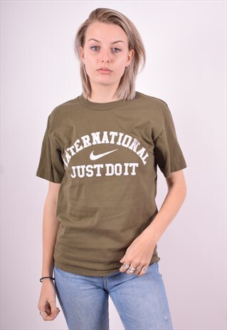NIKE WOMENS VINTAGE T-SHIRT TOP SMALL GREEN 90'S