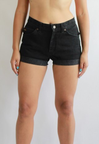 VINTAGE GREY LEE DENIM HIGH WAIST SHORTS