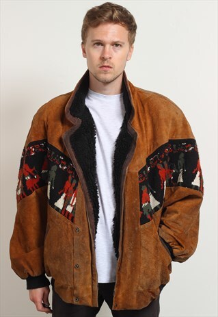 VINTAGE AZTEC FLEECE LINED FESTIVAL JACKET