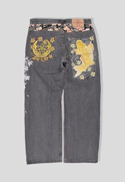 Vintage Authentic Japanese Embroidered Koi Denim Jeans