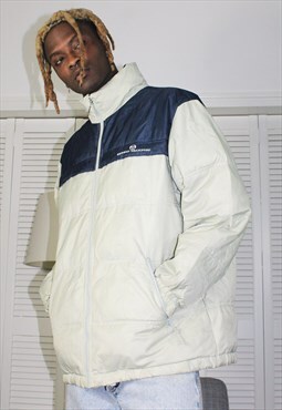 Vintage 90s White & Blue Sergio Tacchini Puffer Jacket