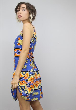 VINTAGE 90S PATTERNED SUMMER SLIP DRESS