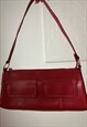 Vintage square hand bag in red with pockets detail