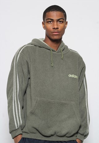 VINTAGE ADIDAS LOGO FLEECE HOODIE GREEN (RTRN)