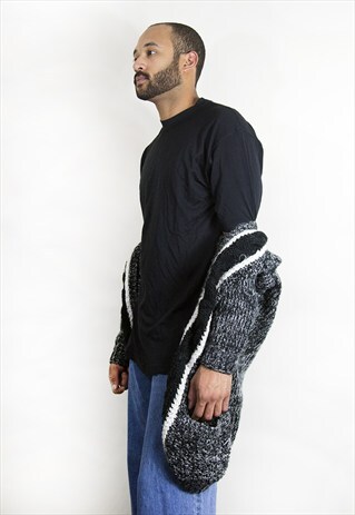 80S 90S NEW WAVE GRUNGE STRIPED MARLED CARDIGAN LARGE