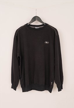 Unisex Vintage 00s Rare Reebok Black Round Neck Sweatshirt