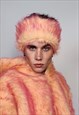 FAUX FUR HEADBAND LUXURY FLUFFY HEAD COVER IN ORANGE PINK