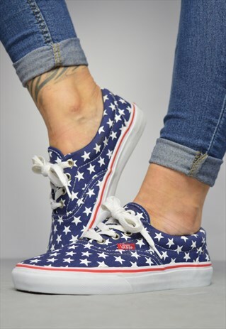 VINTAGE 90S VANS NAVY & WHITE STARRY PRINT SKATE SHOES RETRO