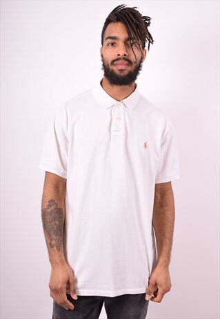 POLO RALPH LAUREN MENS VINTAGE POLO SHIRT XXL WHITE 90'S