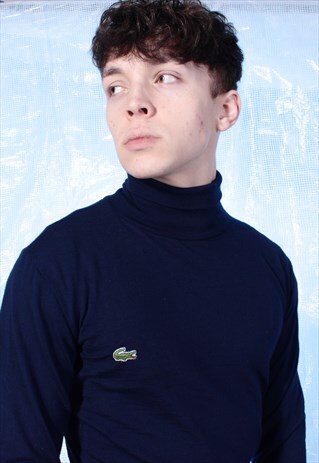 LACOSTE NAVY LIGHTWEIGHT ROLL NECK JUMPER