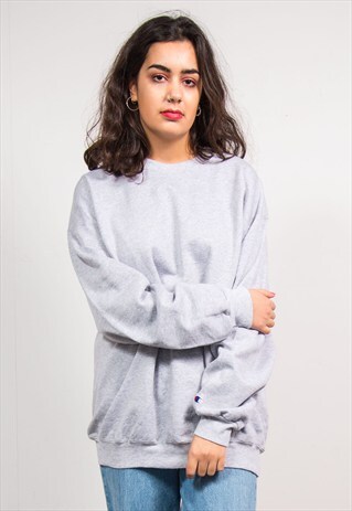 90'S VINTAGE CHAMPION PLAIN GREY SWEATSHIRT JUMPER