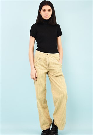70'S RETRO VELVET NEUTRAL REGULAR WAIST TROUSERS