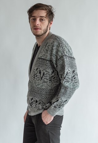 VINTAGE 80S CLASSIC GREY CARDIGAN