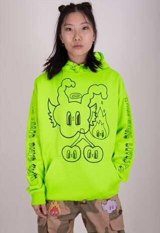 NEON VINYL PRINTED GRAPHIC HOODIE