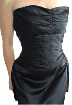 Vintage 1980s ILGWU black strapless dress