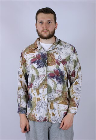 VINTAGE SHIRT MEN RARE PRINTED FLOWERS