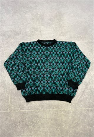 VINTAGE KNITTED JUMPER ABSTRACT PATTERNED KNIT SWEATER